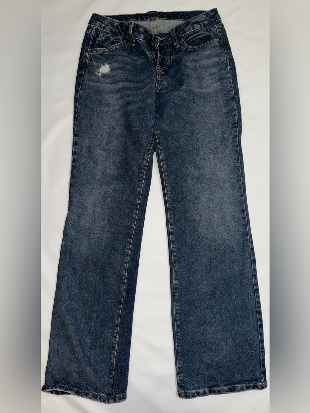 Women's Dark Blue Boot-Leg Jeans Low-Rise